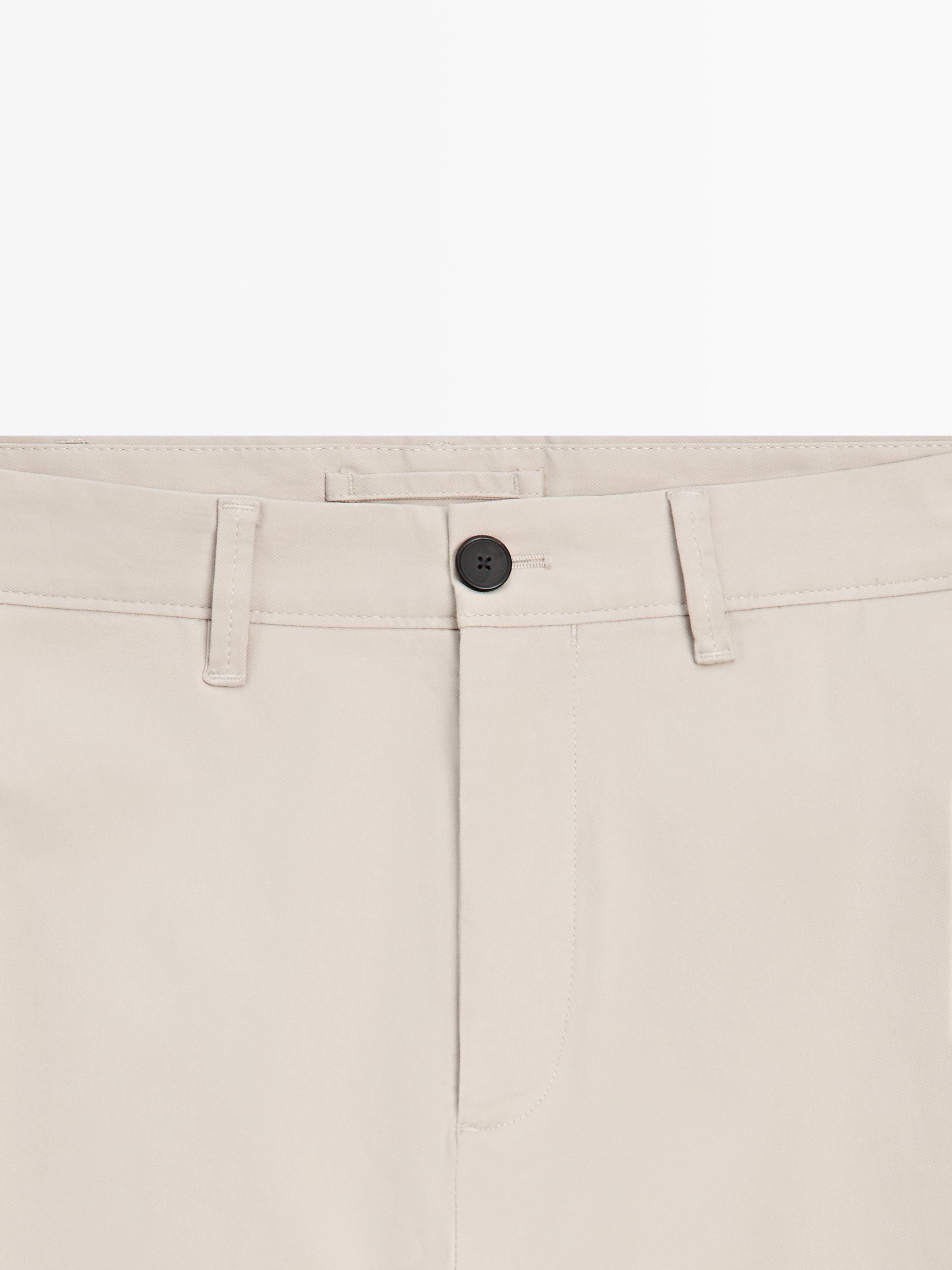 Cotton blend slim fit pants